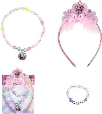 Zdjęcie produktu dla Zestaw biżuterii Disney Princess dla dzieci 3-częściowy zestaw z naszyjnikiem, bransoletką i pierścionkiem