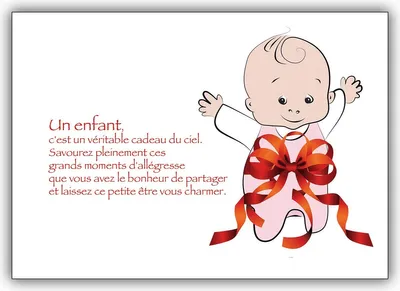 Produktbild von süße Babykarte, französisch, mit Baby Girl in Geschenkschleife: Un enfant, …