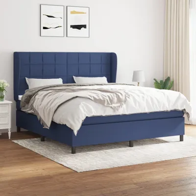 Produktbild von The Living Store Boxspringbett mit Matratze Blau 180x200 cm Stoff