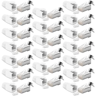 Produktbild von 20x CAT7 CAT6 CAT6A Netzwerkstecker RJ45 Stecker vergoldete Kontakte Knickschutz