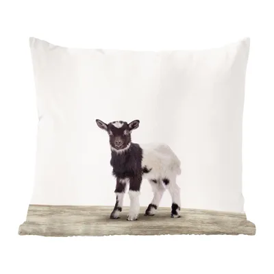 Produktbild von MuchoWow® Zierkissen Sofakissen Wohnzimmer Dekokissen 40x40 cm Tiere - Ziege - Schwarz - Weiß - Foto Kissen - Schlafzimmer Dekoration