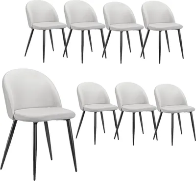Produktbild von AIORBER Esszimmerstuhl, 8-St, Leinen, schwarzes Metallgestell, weiche Polsterung, ergonomisch, stabil und langlebig, für Esszimmer, 45x54x78cm, Beige