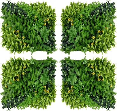 Produktbild von 12StückkünstlichesPflanzenwandHecke50x50cmUV-SchutzSichtschutzMehrblättrigesDesignHeckenpflanzefürGartenOutdoorDekor
