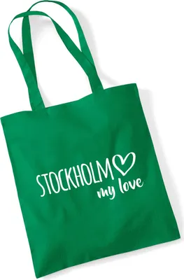 Produktbild von Huuraa Jutebeutel Stockholm my love 10 Liter Kelly Green Baumwolle Tasche Geschenkidee