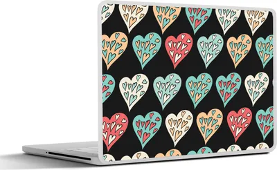 Produktbild von MuchoWow® Laptop Aufkleber Sticker Cover Mädchen - Herz - Herzen - Muster - Mädchen - Kinder - Mädchen 32.5x23.5 cm - Sticker für Laptop - Selbstklebend