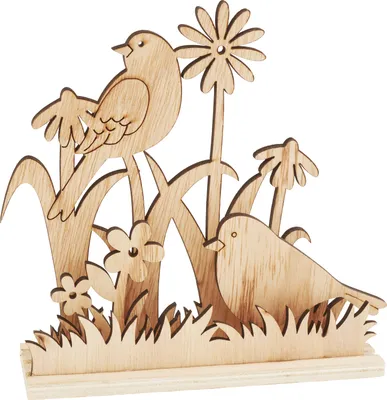 Produktbild von VBS Holz-Steckmotiv "Vögel in Blumenwiese", 5-tlg., Sperrholz