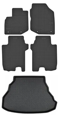 Imagen del producto de Alfombrillas de goma + bandeja de maletero para Honda City V 2008-2011 (sedán) – juego de 5 piezas, negras, a medida – Wielganizator