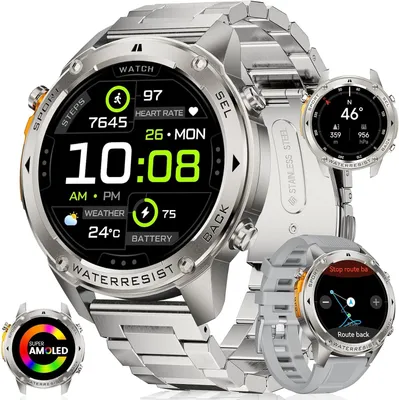 Produktbild von Smartwatch Herren , mit Herzfrequenz, Blutdruck, Schlafüberwachung für Android iOS, 100+ Sportmodi Fitness Metallband