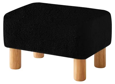 Image de Omgoods - Repose-pieds - Pouf scandinave avec pieds en bois, noir