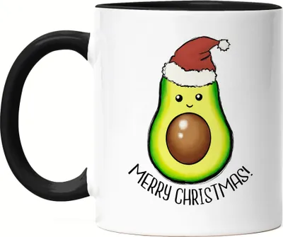 Produktbild von Merry Christmas Tasse Schwarz Geschenkidee Avocado-Fans Süßes Motiv für Weihnachten für Familie Freunde
