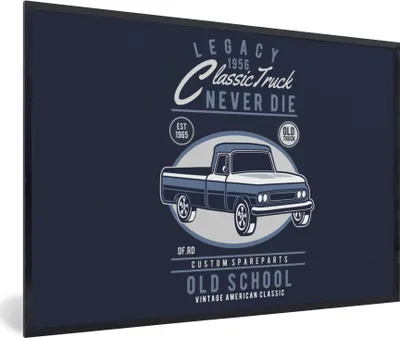Produktbild von MuchoWow® MuchoWow® Gerahmtes Poster Autos - Blau - Retro 90x60 cm - Poster mit zchwarzem Bilderrahmen - Fotorahmen - Foto-Plakat