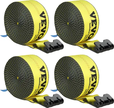 Produktbild von Truck Straps Windengurte 4" x 30' mit flachem Haken zum Abschleppen, 4er-Pack, Gelb