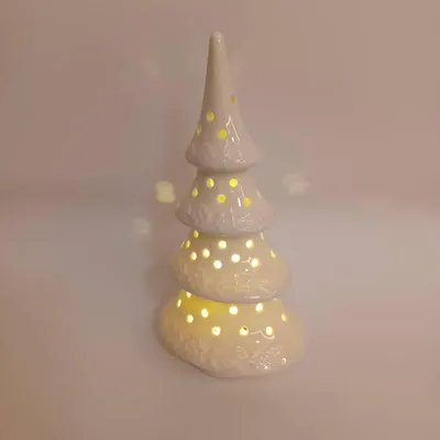 Produktbild von DECOLED Keramikbaum, 9 x 7,4 x 17,8 cm, warmweiß, 2xLR44