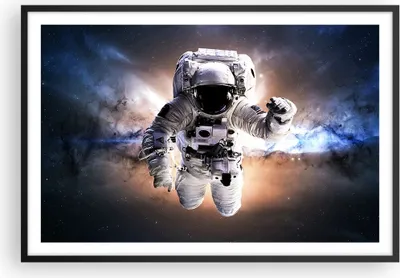 Produktbild von Gerahmtes Poster - Schwarzer Rahmen - Astronaut Erde Raum - 91,5x61 cm - Wand Bild - Wanddeko - Wandbilder - Kunstposter - Wandposter - Bilderrahmen - Bilder - Kunstdruck - Wandbild - P2BAA91x61-2848
