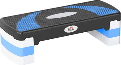 Produktbild von Aerobic-Stepper 3-stufig höhenverstellbar 80 x 31 x 20 cm Schwarz+Hellblau+Grau