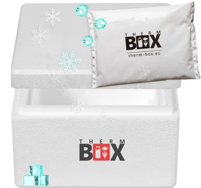 Produktbild von THERM BOX Styroporbox 2W mit 1x Kühlakku für Kühlbox 2,4L Innen: 18x14x9cm Transportbox Thermobehälter Wiederverwendbar