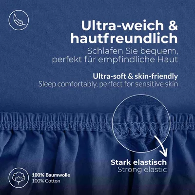 Produktbild von Jersey Spannbettlaken 60x120 - 70x140 cm, 100% Baumwolle Bettlaken, Marine