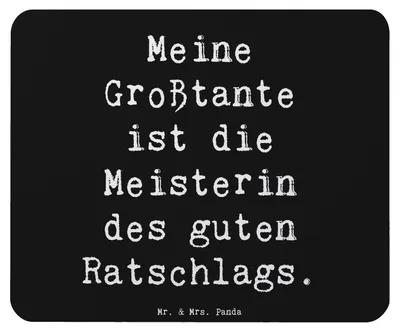 Produktbild von Mr. & Mrs. Panda Mauspad Spruch Großtante Ratschlag - Schwarz - Geschenk, laptop, emotionale Unterstützung, Familienmitglied, Mousepad, Lebensweisheit, Familie, Mouse Pad