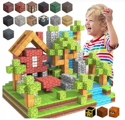 Zdjęcie produktu dla Klocki Magnetyczne Sześciany 100 Klocków Układania + 6 Figurek