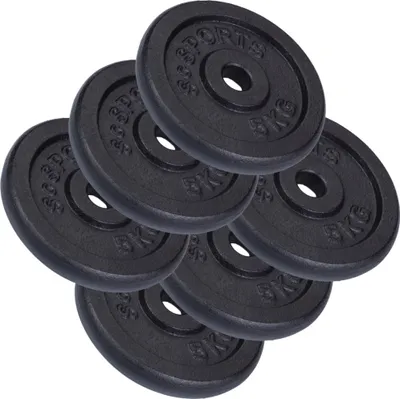 Produktbild von ScSPORTS® Hantelscheiben - Set, 30kg (6 x 5 kg), Ø 30/31 mm, Gusseisen - Gewichtsscheiben, Hantelscheiben-Set, Hantelgewichte, Fitness Scheiben, Gussscheiben, Gewichte für Hantel, Langhantel