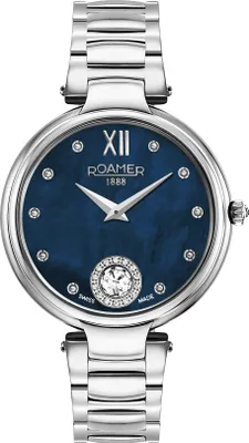 A close-up, front-facing studio shot of a women's wristwatch.