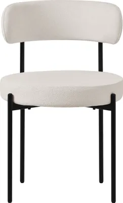 Produktbild von ML-Design Esszimmerstühle 2er Set, Küchenstuhl, aus Teddystoff Weiß, Wohnzimmerstuhl mit Rückenlehne, Polsterstühle mit Metallbeinen, Loungesessel