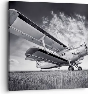 Produktbild von Bild auf Leinwand - Leinwandbild - Einteilig - Flugzeug An-2 Schwarzweiß - 40x40cm - Wand Bild - Wanddeko - Wandbilder - Leinwanddruck - Bilder - Wanddekoration - Leinwand bilder - AC40x40-4363