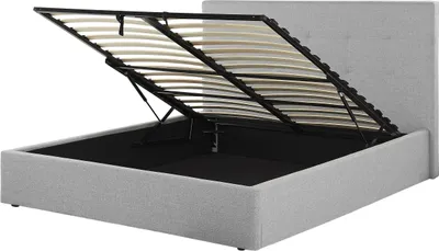 Zdjęcie produktu dla BELIANI Łóżko z pojemnikiem jasnoszare tapicerowane 160 x 200 cm wezgłowie podnoszony stelaż nowoczesny design