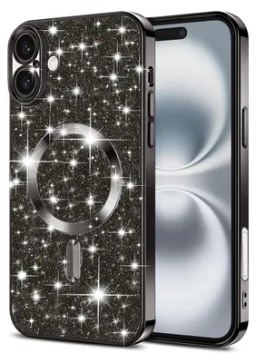 Produktbild von Techsuit Luxury Glitter Back Cover Hülle mit MagSafe für Apple iPhone 16 Plus - Schwarz