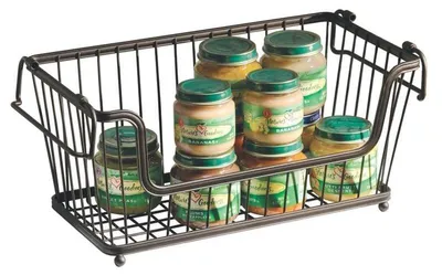 Produktbild von Drahtkorb stapelbar bronze Metallkorb Aufbewahrungskorb Küche iDesign York Lyra