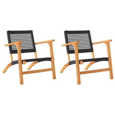 Produktbild von vidaXL Gartenstühle 2 Stk. Schwarz Poly Rattan und Akazienholz