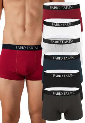Produktbild von Fabio Farini - 6 Stück Herren Boxer Unterhosen Baumwolle - Männer Retroshorts angenehme Passform und Pflegehinweis aufgedruckt