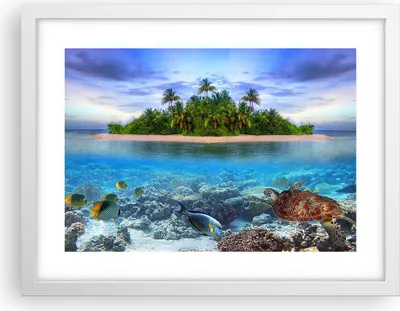 Produktbild von Gerahmtes Poster - Weißer Rahmen - Strand lagune wasser ozean - 40x30 cm - Wand Bild - Wanddeko - Wandbilder - Wandposter - Bilderrahmen - Bilder - Kunstdruck - Wandbild - P2WAA40x30-2686