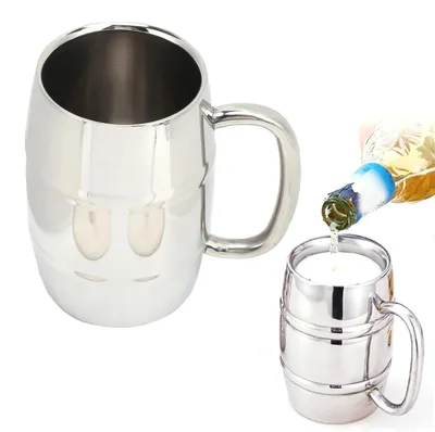 Isolierter Bierbecher Edelstahl 550 ml mit Henkel