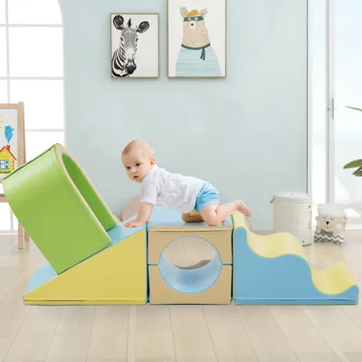 Zdjęcie produktu dla Fortuna Lai 6 w 1 gigantyczne kolorowe piankowe klocki dla dzieci - Kreatywna zabawa, raczkowanie, ślizganie się i wspinaczka - Wspiera umiejętności motoryczne i wyobraźnię