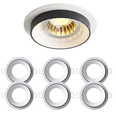 Produktbild von 6x Einbaurahmen Mattes Weiß 919W Ø65 mm für MR16, rund, IP20, B 92 x H 23 mm