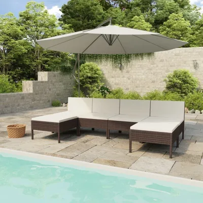 Produktbild von The Living Store 6-tlg. Garten-Lounge-Set mit Auflagen Poly Rattan Braun