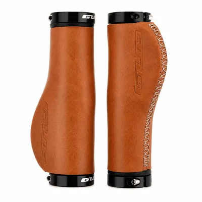 Produktbild von GUB G-611 Fahrradgriffe für Lenker, Lenkergriffe aus braunes echtes Leder - geeignet für MTB, Trekkingrad, E-Bike, Cityrad, Faltrad, eBike uvm