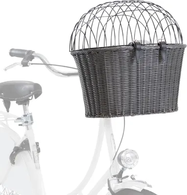 Produktbild von TRIXIE Hundefahrradkorb vorne aus Polyrattan - anthrazit - 44 × 41 × 34 cm