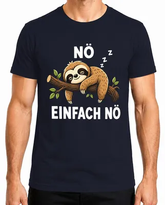 Produktbild von Nö Einfach Nö Faultier Schlafend Faulenzer Statement Sarkasmus Herren T-Shirt, Navy, L