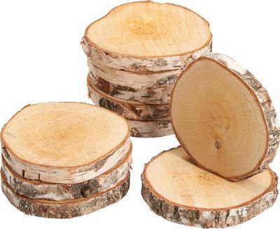 Baumscheiben 10 Stk. Dekoholz Holzscheiben Holzplatten 12 - 14 cm