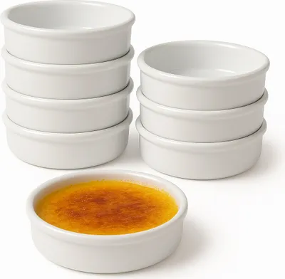 Obrázok produktu pre Misky na crème brûlée - 8 ks - Ø 12 cm - Biely porcelán