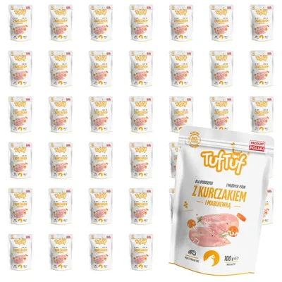 Produktbild von Tuftuf | Feuchtigkeitsspendendes Futter für Hunde - 40x100g - Hühnchen mit Karotten - Nassfutter - Hundeernährung