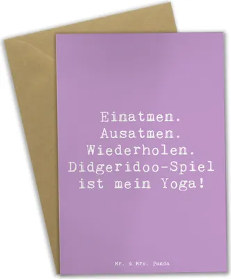 Produktbild von Mr. & Mrs. Panda Klappkarte Spruch Didgeridoo Yoga - Lavendeltraum - Geschenk, Kultur, Grußkarte, Grußkarten, weihnachtskarten, einladungskarten, Musikinstrument, Lernen