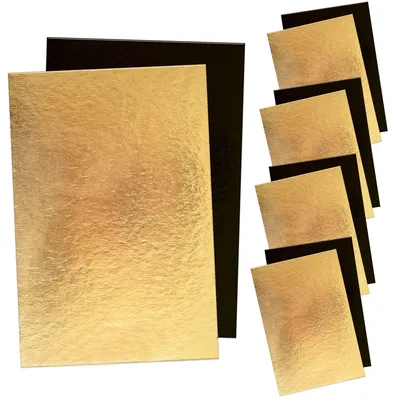 Immagine prodotto di 5 piatti da torta in oro e nero, 20 x 30 cm.