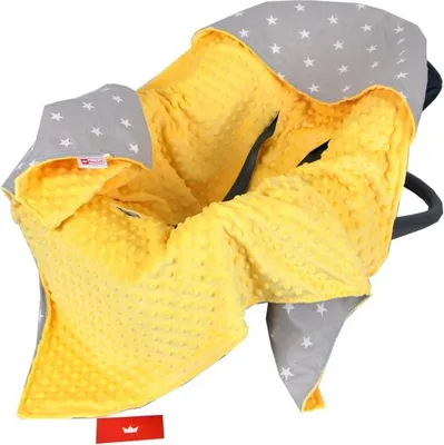 Produktbild von BabyLux EINSCHLAGDECKE 90x90 cm Babyschale Minky Decke 6. Gelb + Sterne