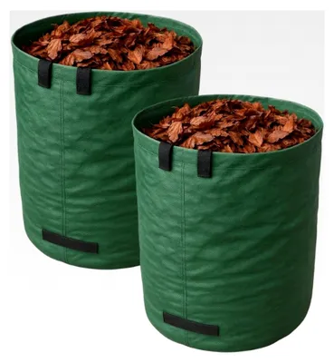 Produktbild von 2er Set Gartenabfallsack – Abfallsack für Gartenabfälle – 272 L Fassungsvermögen – Laubsack aus reißfestem Polypropylengewebe – Mit Verstärkungsring und 4 Griffen
