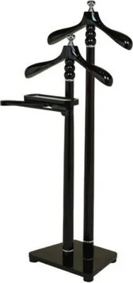 Produktbild von Casa Padrino Luxus Doppel Dressboy Schwarz / Silber 50 x 44 x H. 126 cm - Kleiderständer - Garderobenständer - Stummer Diener - Schlafzimmer Accessoires - Hotel Accessoires
