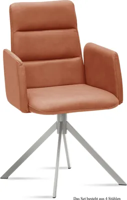 Produktbild von Armlehnstuhl (4er-Set) Dorlen 52x92x60 Edelstahl/Cognac