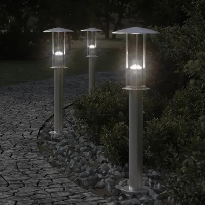 Zdjęcie produktu dla vidaXL Oświetlenie ścieżki 3 szt. srebrne 60 cm stal nierdzewna